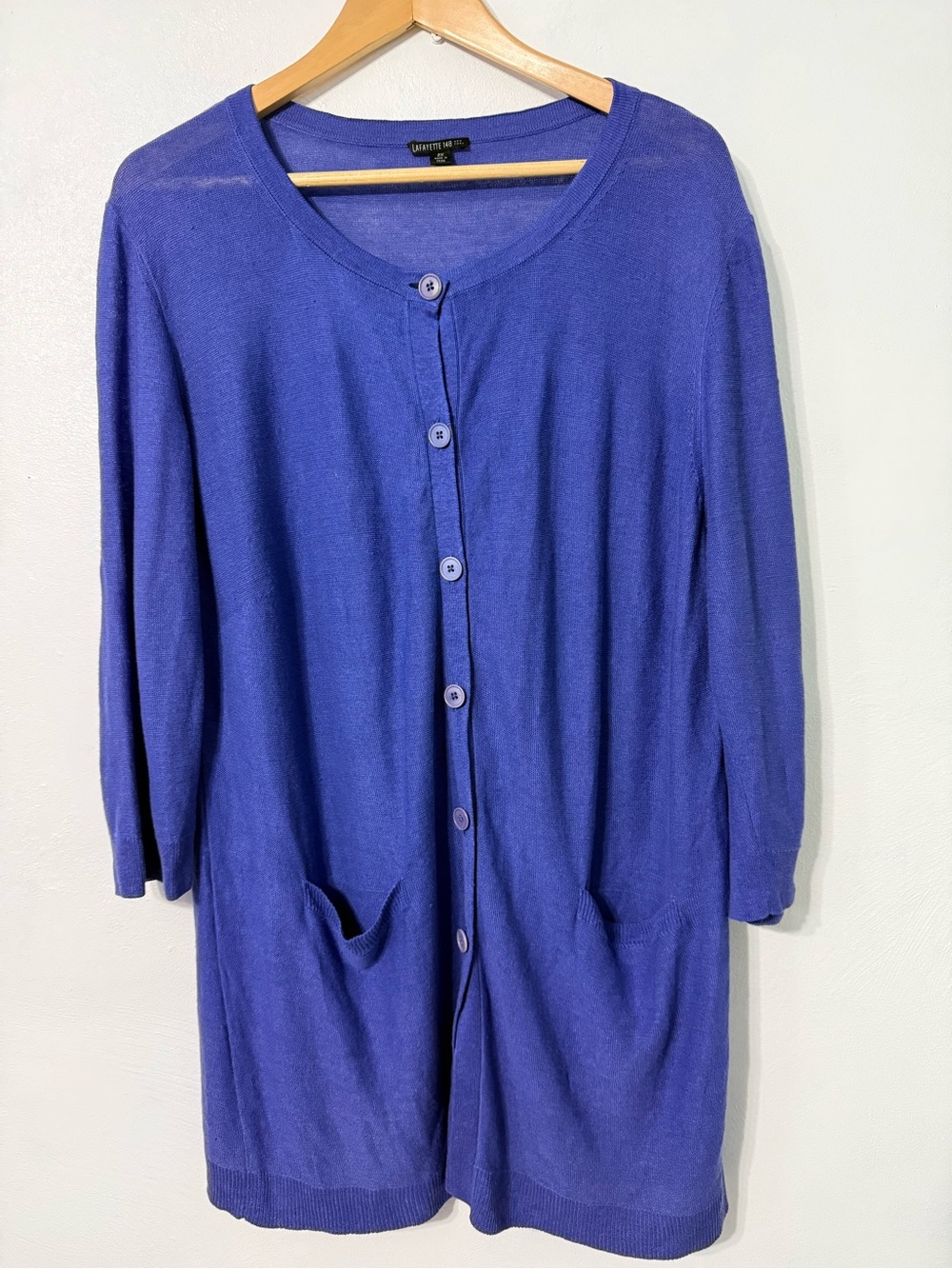 Lafayette 148 New York Knit Cardigan - 2X Linen blue